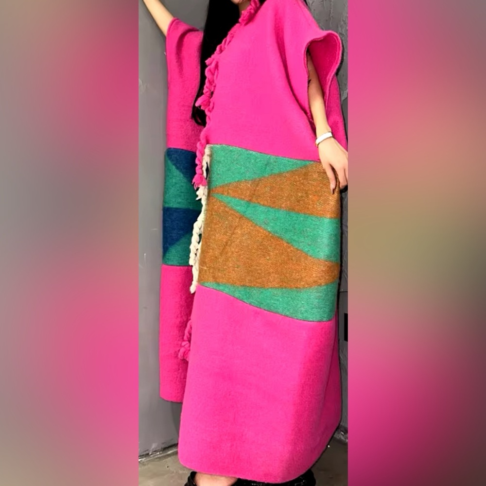 Long Oversized Colorful African Duster - Hot Pink